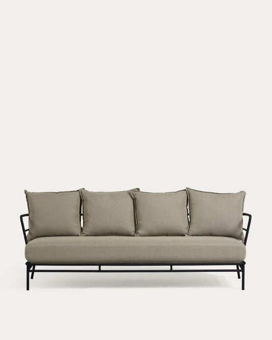 Mareluz 3 seater sofa in black steel, 197 cm