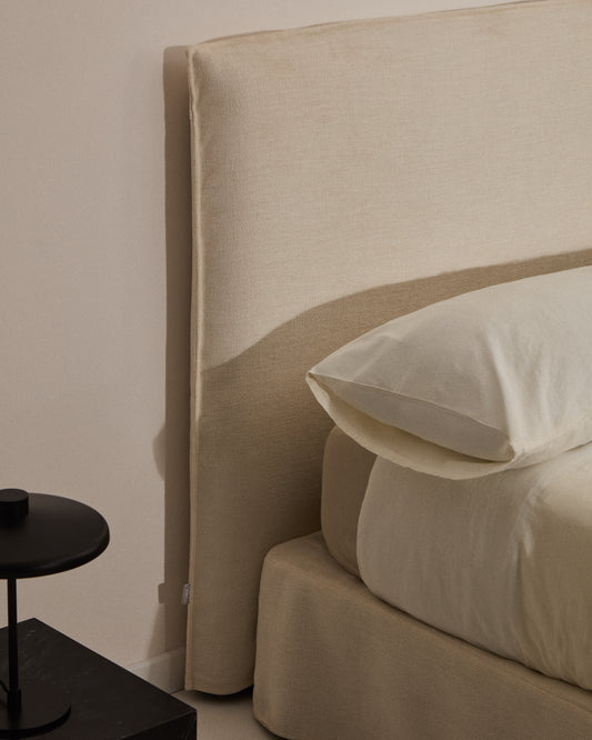 Jaira headboard cover in white chenille for a bed up to 150 cm