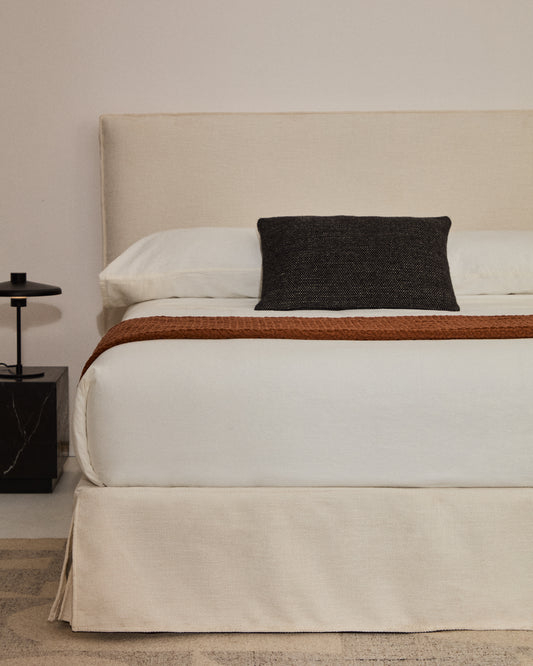 Jaira white chenille headboard with removable cover for beds up to 150cm FSC Mix Credit