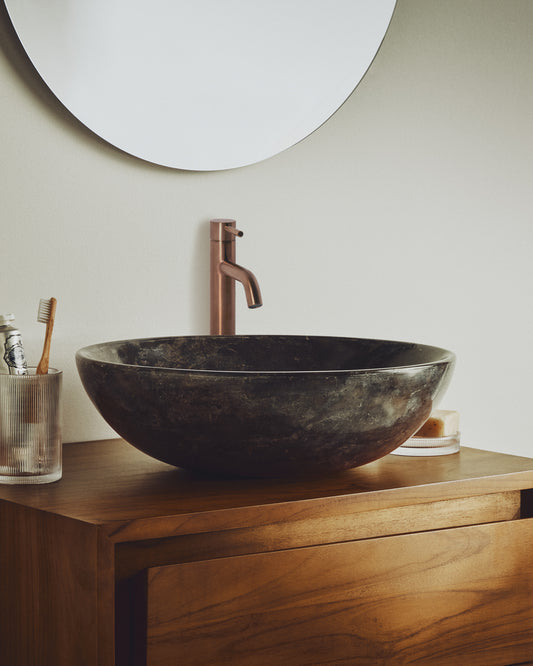 Darnen grey marble countertop washbasin Ø 40cm