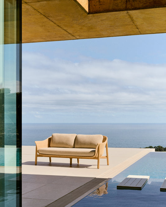 Galea 2-seater sofa in FSC 100% solid teak wood and synthetic rattan 170,5cm