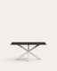 Argo table in frosted black glass and steel legs with black finish 160 x 90 cm