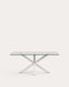 Argo glass table and steel legs with white finish, 180 x 100 cm