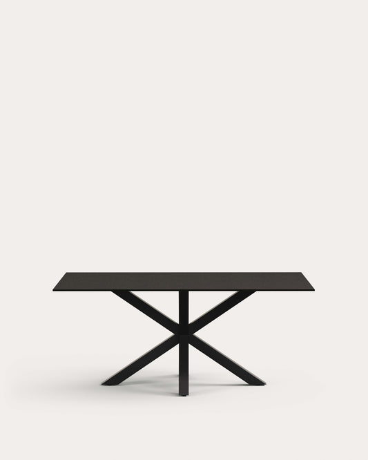 Argo table with black glass and black steel legs 180 x 100 cm