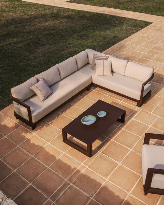 Nerano 3-seater sofa in brown aluminium 208 cm