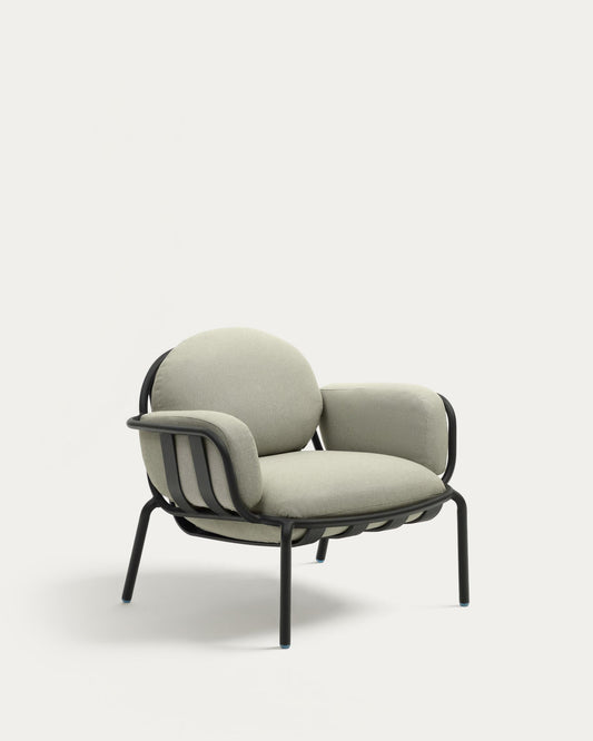 Joncols outdoor armchair with beige upholstery and aluminium with grey painted finish