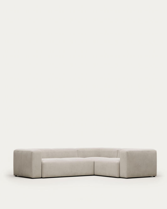 Blok beige chenille 3-seater corner sofa 290 x 230cm/230cm x 290cm FSC Mix Credit
