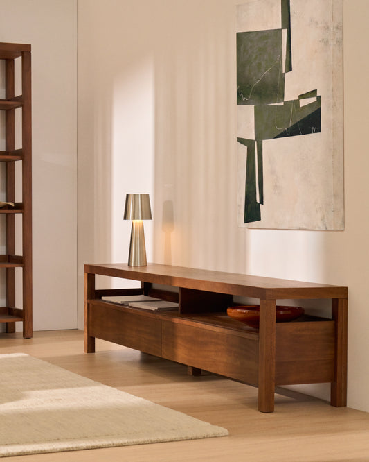 Norani TV stand in solid acacia wood and acacia veneer 200 x 50 cm