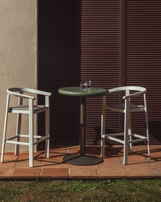 Erice stool in aluminium and ecru rope cord 75cm