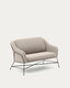 Brida 2-seater sofa in beige and steel legs with black finish, 128 cm