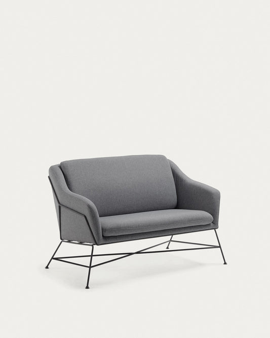 Brida 2 seater sofa in dark grey, 128 cm