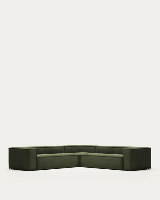 Blok green thick corduroy 6-seater corner sofa 320 x 320cm FSC Mix Credit