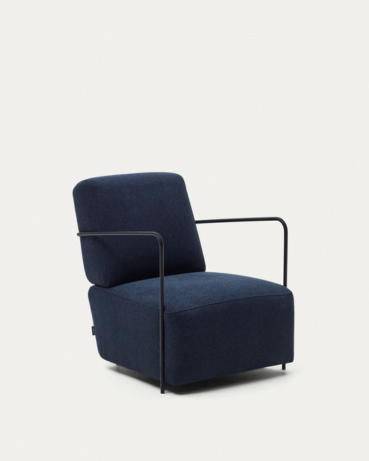 Gamer armchair in blue and metal with black finish