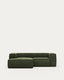 Blok 2-seater left chaise longue sofa in green thick corduroy 240cm FSC Mix Credit