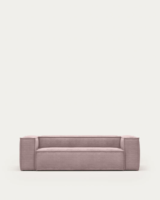 Blok 3-seater sofa in pink thick corduroy 240cm FSC Mix Credit
