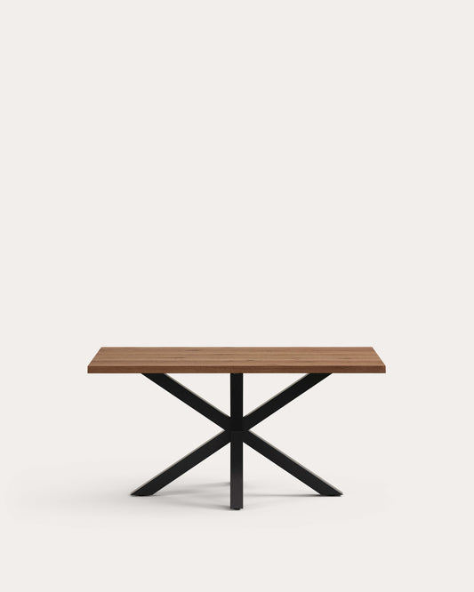 Argo table in aged oak veneer and steel legs in a black finish 160 x 90 cm