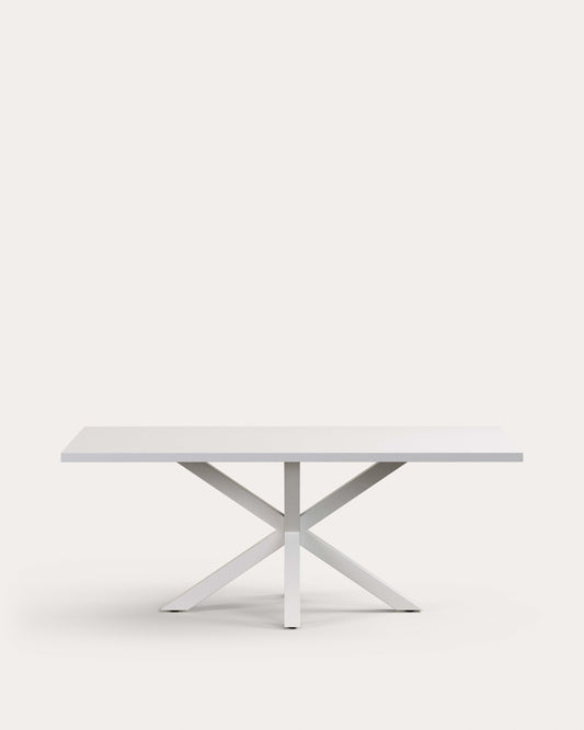 Argo table in melamine with white finish and steel legs with white finish 200 x 100 cm