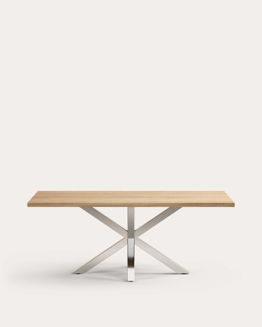 Argo table in melamine with natural finish and stainless steel legs 200 x 100 cm