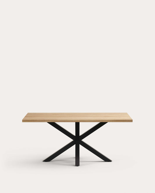 Argo table in melamine with natural finish and steel legs with black finish 180 x 100 cm