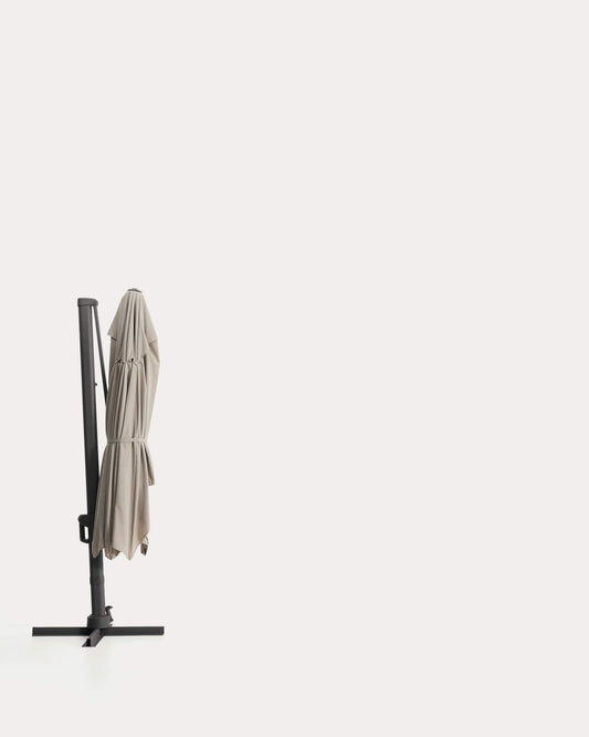 Noli beige cantilever parasol with graphite aluminium structure 300 x 420cm