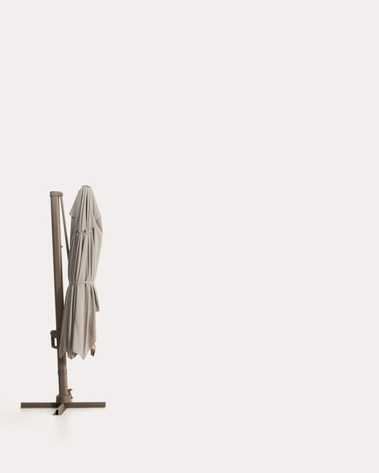 Noli beige cantilever parasol with taupe aluminium structure 300 x 420cm