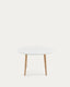 Oqui oval extendable MDF table with white lacquer and solid beech legs 120 (200) x 90 cm