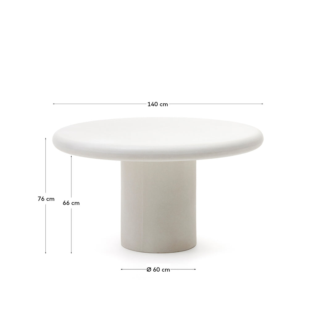 Addaia white cement, round table, Ø140 cm