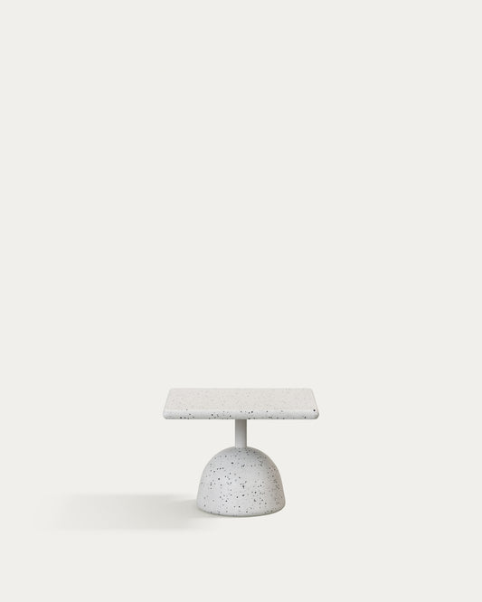 Saura coffee table in white terrazzo with a white terrazzo top 32 x 48 x 48