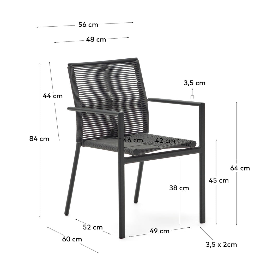 Culip aluminium and cord stackable outdoor chair in grey