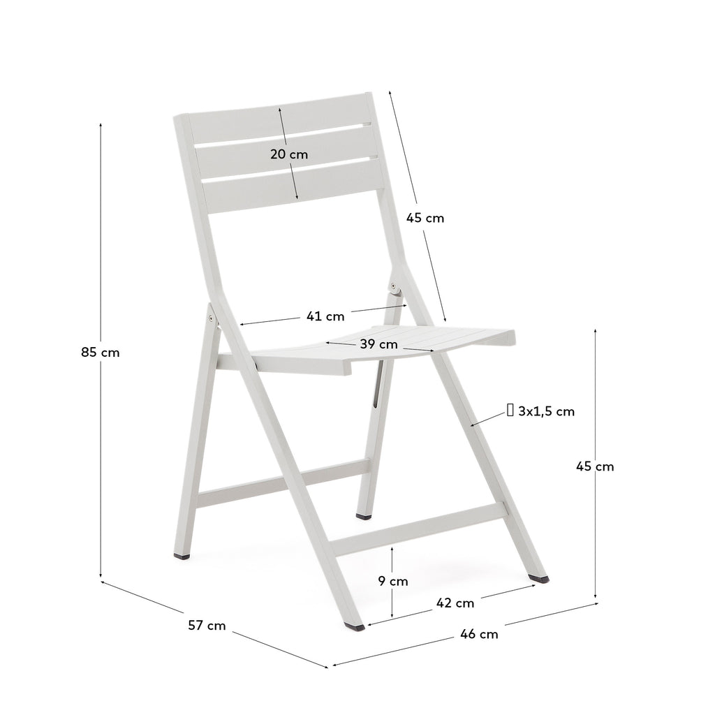 Folding outdoor chair Torreta made of aluminum with light grey finish