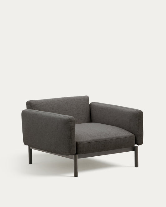 Sorells modular outdoor armchair in aluminium with a grey finish