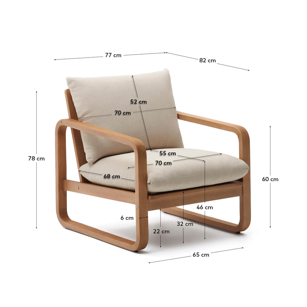 Sacaleta solid eucalyptus wood armchair