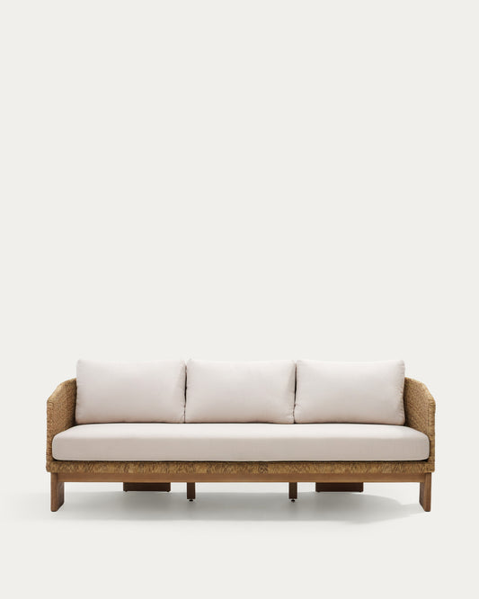 Xoriguer 3-seater sofa in synthetic rattan and solid eucalyptus wood, 223 cm FSC 100%