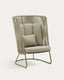 Saconca outdoor armchair with a high backrest made of cord and green galvanised steel