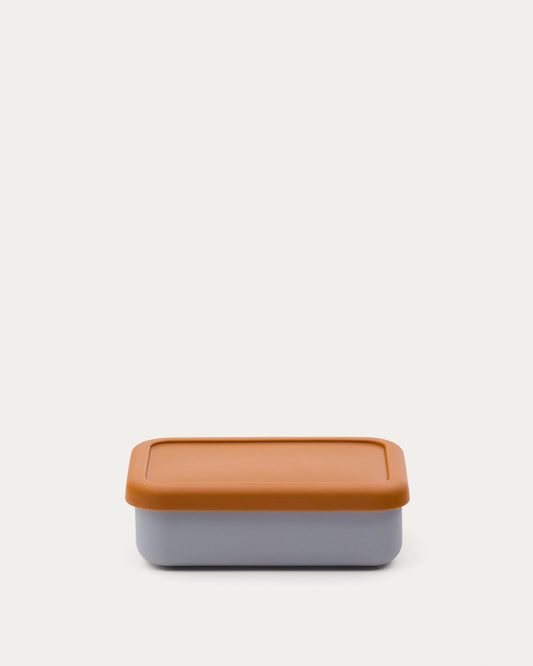 Lili lunch box in orange and blue silicone