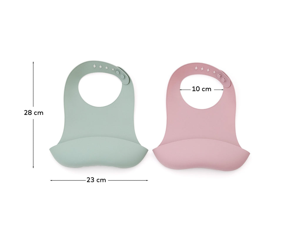 Lili set of two bibs in pink and turquoise silicone