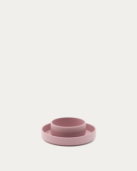 Lili plate and bowl set in pink silicone