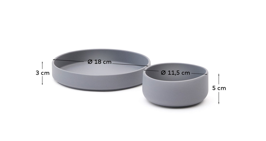 Lili plate and bowl set in blue silicone