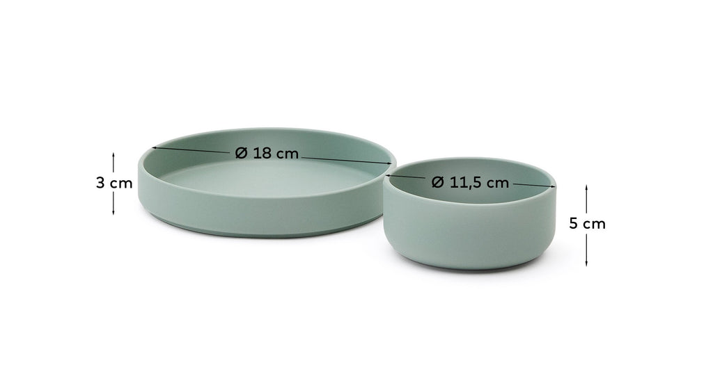 Lili plate and bowl set in turquoise silicone