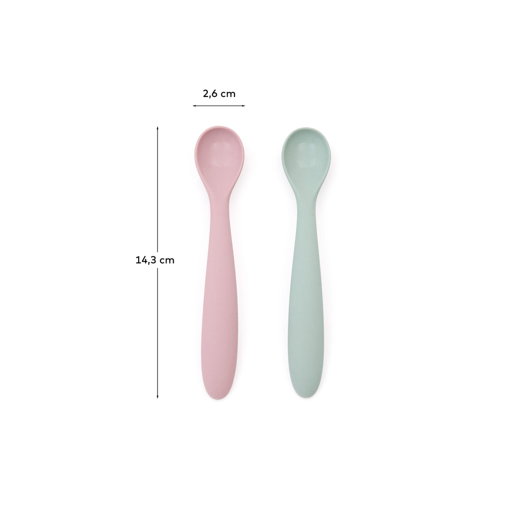 Lili set of two spoons in pink and turquoise silicone