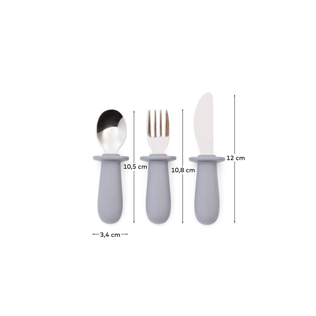 Lili knife, fork and spoon set in blue silicone
