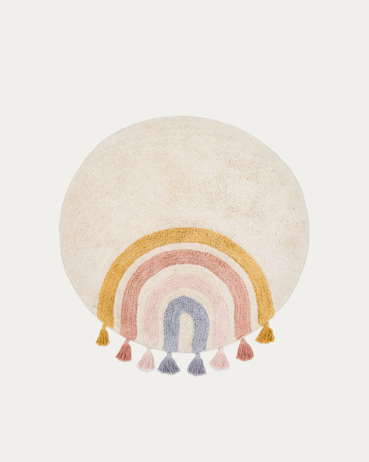 Tadea Round Rug 100% cotton multicolor rainbow Ø 100 cm
