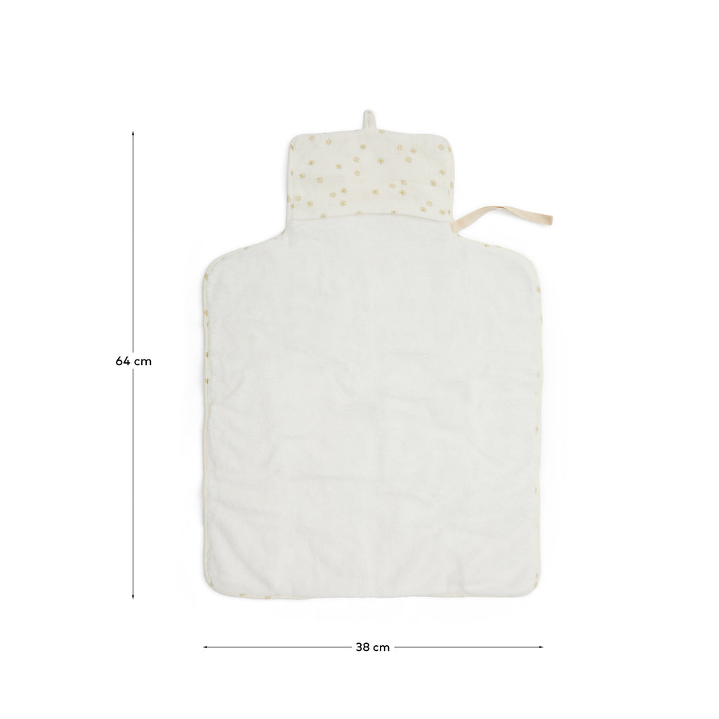 Olna travel changing mat in 100% cotton with a sun print