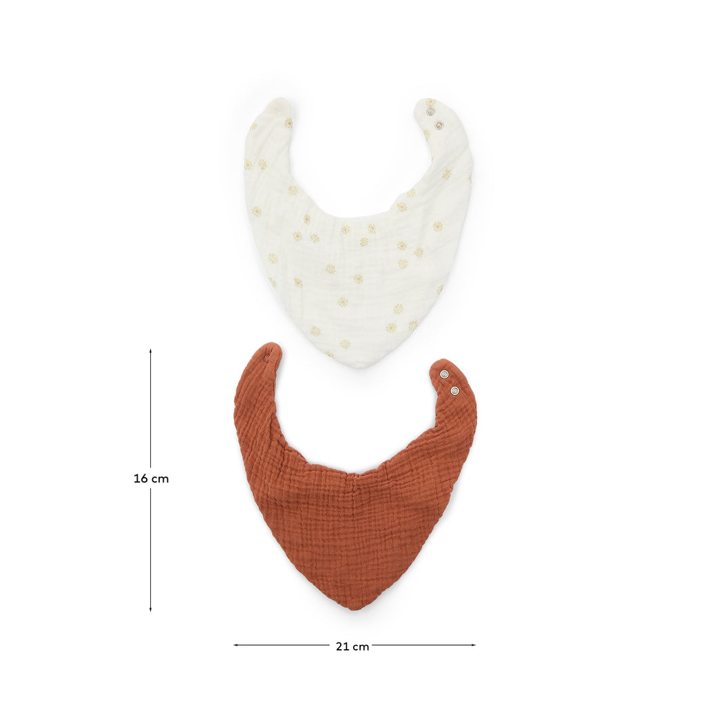 Olna set of 2 bandanas in 100% cotton in terracotta and a sun print
