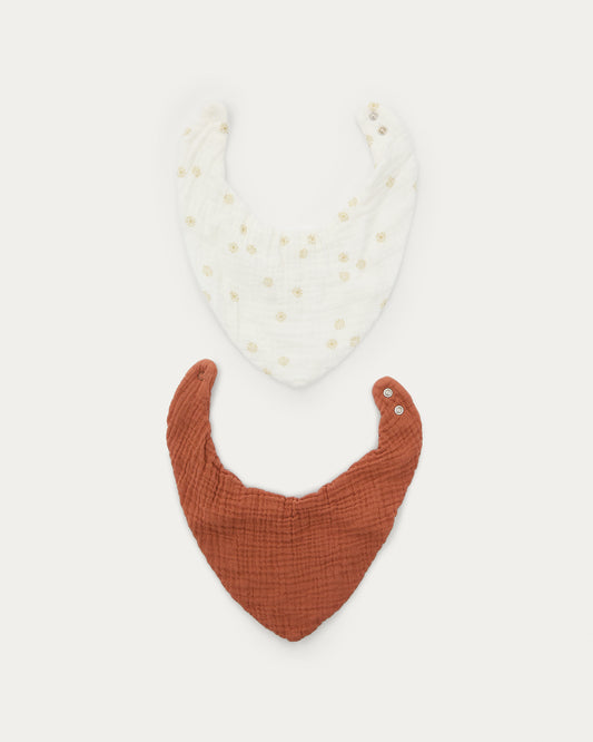 Olna set of 2 bandanas in 100% cotton in terracotta and a sun print