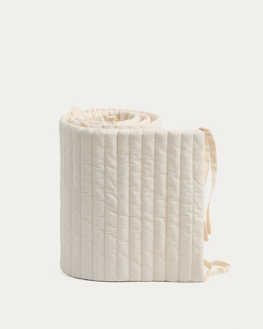 Tandani beige 100% cotton cot protector for convertible cot 30 x 180cm