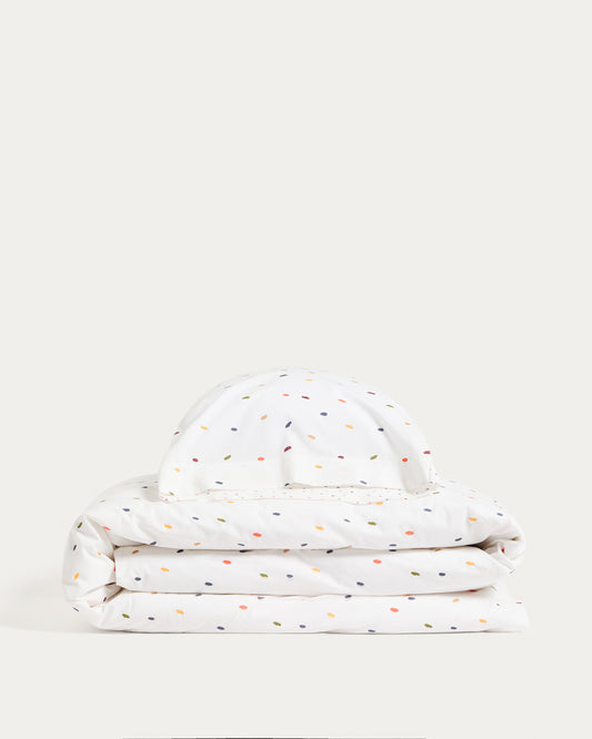 Epifania duvet cover and pillowcase set in cotton percale with multicolour print for 90cm bed