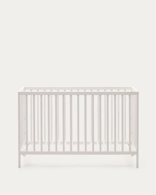 Shantal solid ash wood cot in white finish, 60 x 120 cm