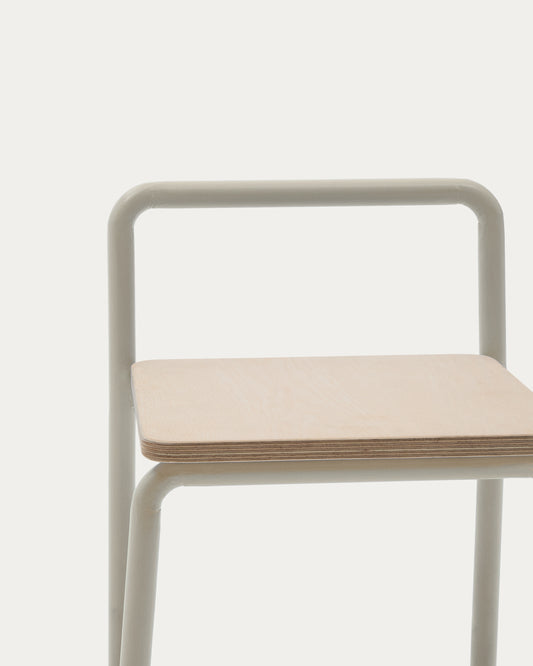 Tinn ash veneer chair with a beige metal structure