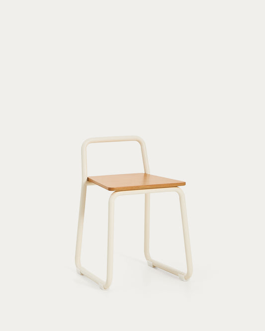 Tinn ash veneer chair with a beige metal structure